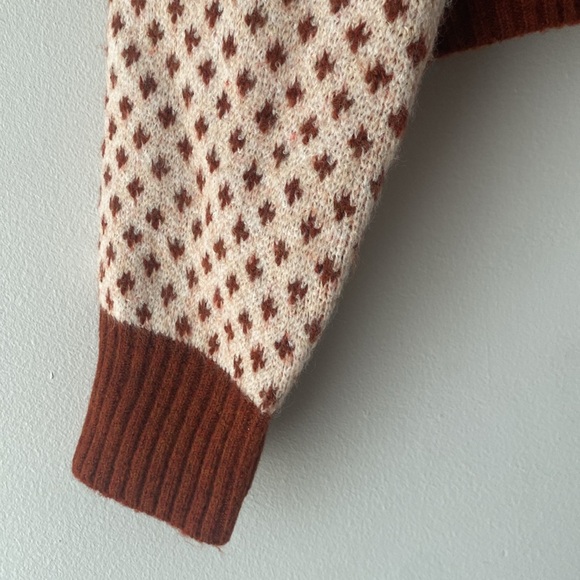 American Eagle NWT Mock Neck Cropped Fair Isle Pullover Close Knit Sweat… - Picture 7 of 12